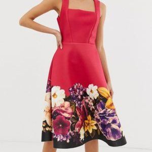 City Goddess square neck skater midi dress